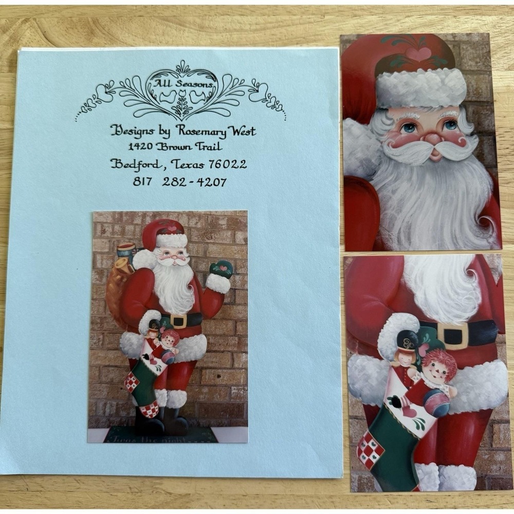 Tole Painting Pattern Packet:  by Rosemary West BIG SANTA